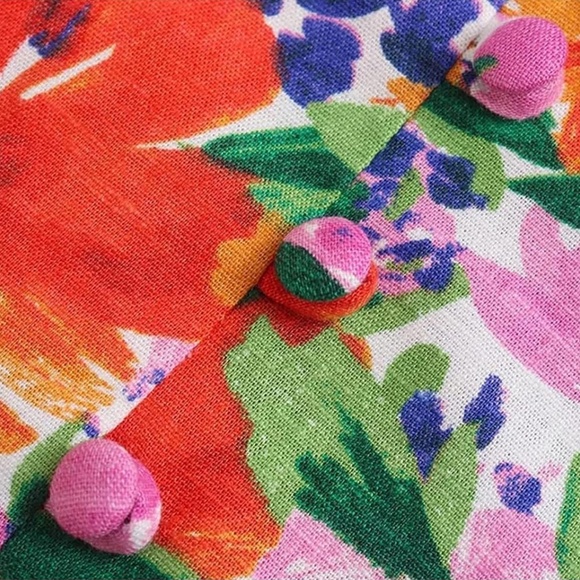 Zara NWT Linen Blend Floral Print Midi Dress - Picture 10 of 11